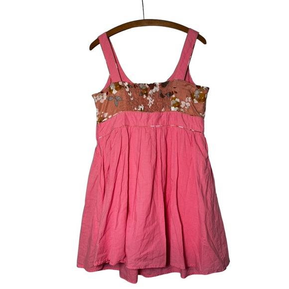 Nick & Mo Feminine Floral Embroidered Pink Lined Mini Dress 100% Cotton Size Lg - Picture 4 of 11
